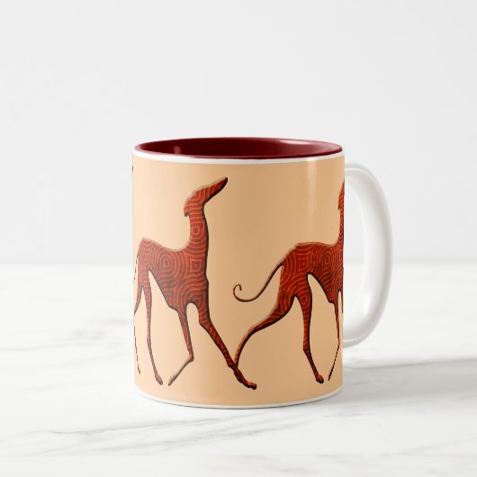 Azawakh-Becher stilisiertes Zweifarbige Tasse (VorderseiteRechts)