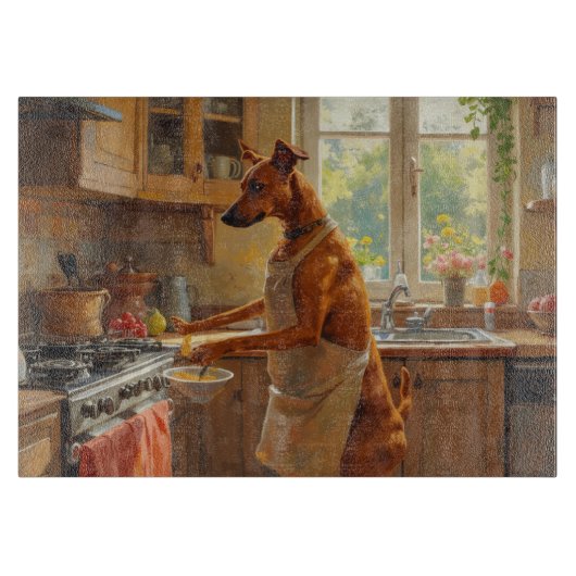 Azawakh Cooking in Kitchen Schneidebrett (Vorderseite)