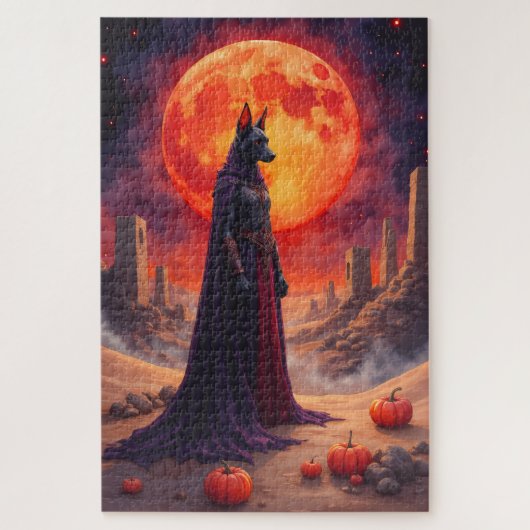 Azawakh Dark Desert Halloween Fantasy Kunst Puzzle (Vertikal)