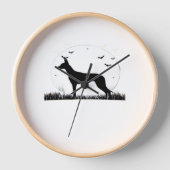 Azawakh Dog - Halloween Moon Silhouette Classic T- Uhr (Vorderseite)