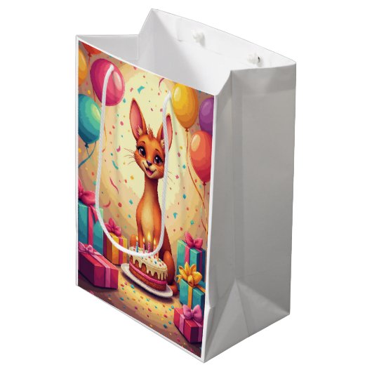 Azawakh-Geburtstagsfeier Mittlere Geschenktüte (Vorderseite Schrägansicht)