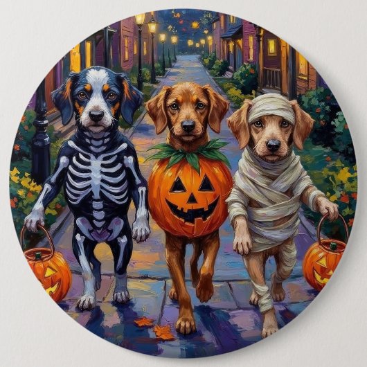 Azawakh Hunde Trick-oder-Treating Halloween-Kostüm Button (Vorderseite)