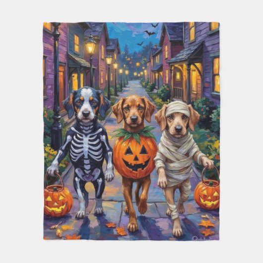 Azawakh Hunde Trick-oder-Treating Halloween-Kostüm Fleecedecke (Vorderseite)