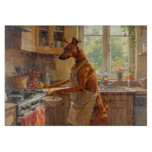 Azawakh Kochen in der Küche Schneidebrett