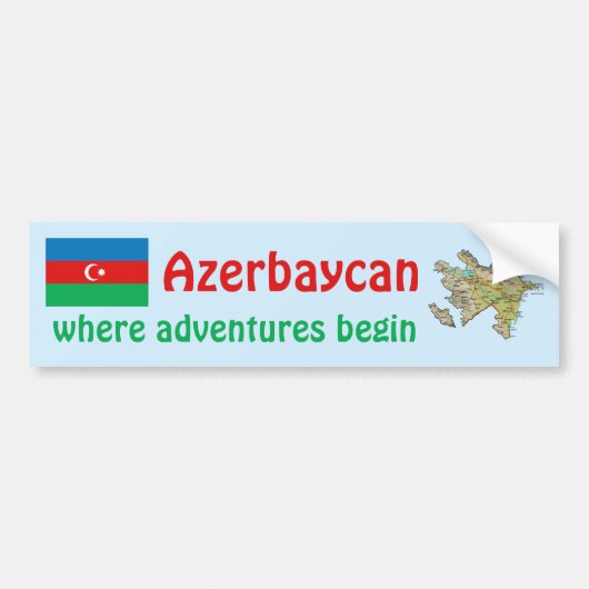 Azerbaijan-Flagge und Karten-Autoaufkleber Autoaufkleber (Vorne)