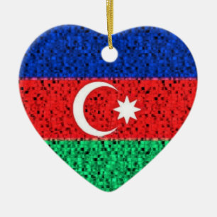 Azerbaijan-Flaggen-Glitterverzierung Keramikornament