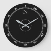 Azimuth Compass Novelty Wall Clock Große Wanduhr (Vorderseite)