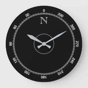 Azimuth Compass Novelty Wall Clock Große Wanduhr
