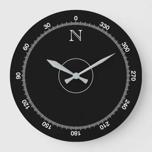 Azimuth Compass Novelty Wall Clock Große Wanduhr (Vorderseite)