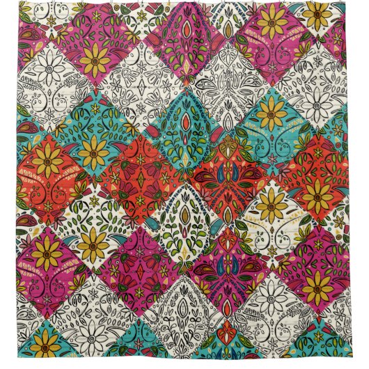 Aziza-Patchwork Duschvorhang (Vorderseite)