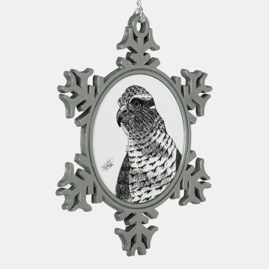 Azor. Goshawk. Schneeflocken Zinn-Ornament (Links)