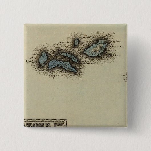 Azore Inseln Atlas Karte Button (Vorderseite)