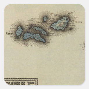 Azore Inseln Atlas Karte Quadratischer Aufkleber