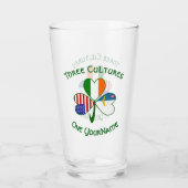 Azorean Irish American Flags Kleeblatt Personalisi Glas (Rückseite)