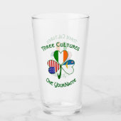 Azorean Irish American Flags Kleeblatt Personalisi Glas (Vorderseite)