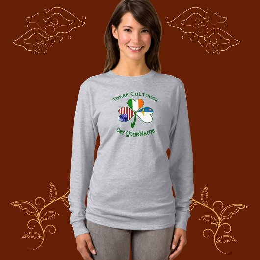 Azorean Irish American Flags Kleeblatt Personalisi T-Shirt