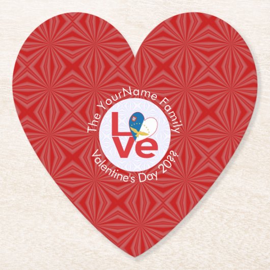 Azorean LIEBE Herzflagge Valentine Personalisiert Untersetzer (Vorderseite)