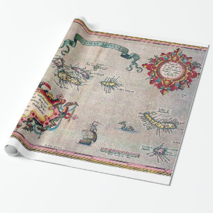 Azoren alte Karte - Vintage Segel Exploration Geschenkpapier