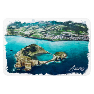 Azoren atlantische Insel Panorama Aussicht Magnet