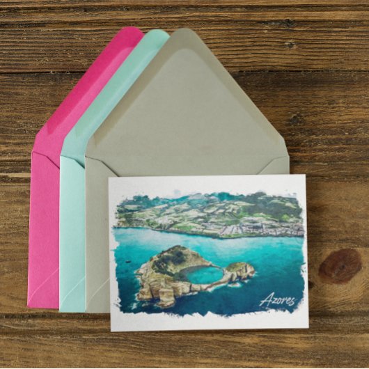 Azoren atlantische Insel Panorama Aussicht Postkarte