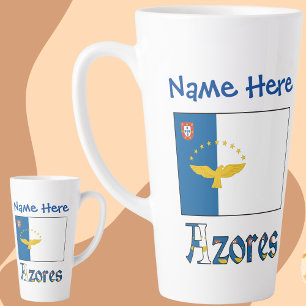 Azoren Azoreanische Flagge Blau Personalisierter N Milchtasse