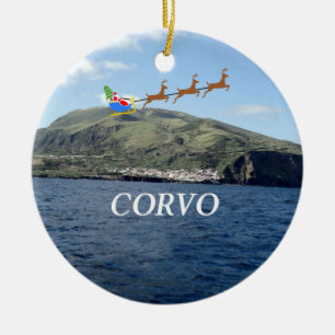 Azoren: Corvo Panorama Weihnachtsdekoration Keramik Ornament