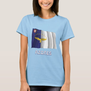 Azoren, die Flagge mit Namen wellenartig bewegen T-Shirt