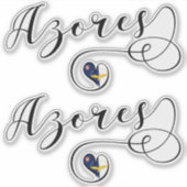 Azoren Flaggenherz, Portugal, Azoren Aufkleber (Vorderseite)