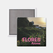 Azoren: Flores Panorama Küche Magnet (Vorderseite/Rückseite)