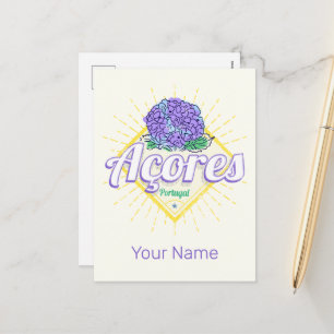 Azoren Hydrangea Blume Island Portugal Vintag Feiertagspostkarte