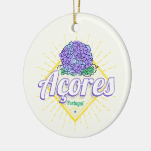 Azoren Hydrangea Blume Island Portugal Vintag Keramik Ornament