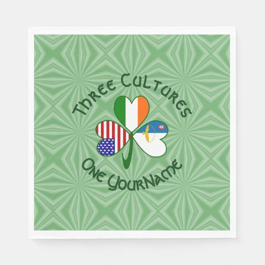 Azoren Irland USA Flaggen Kleeblatt Personalisiert Serviette (Vorderseite)