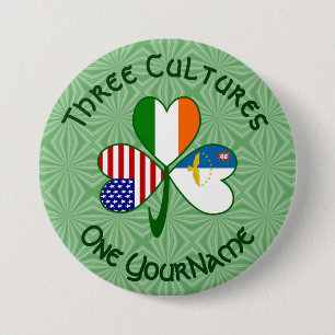 Azoren Irland USA-Flaggen Shamrock Ihr Name Button