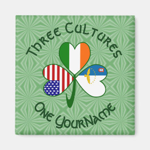 Azoren Irland USA-Flaggen Shamrock Ihr Name Magnet