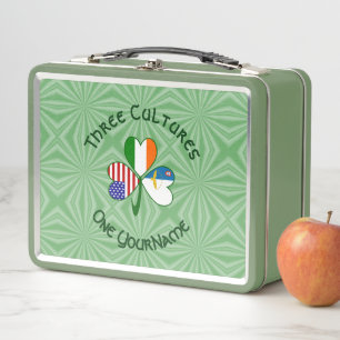 Azoren Irland USA Kleeblatt Flagge Personalisiert Metall Brotdose