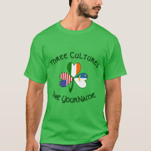 Azoren Irland USA Shamrock Flag Personalisierte He T-Shirt