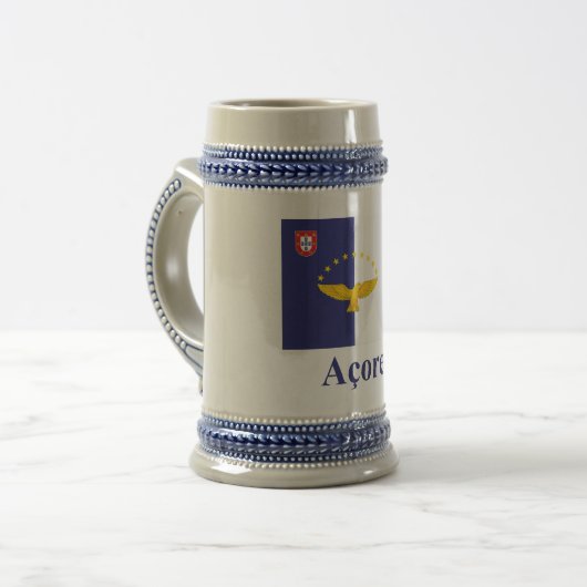 Azoren kennzeichnen mit Namen auf portugiesisch Bierglas (Vorderseite Links)