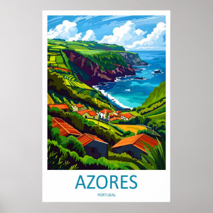 Azoren Plakat Nationalpark Skifahren Reisen Vintag