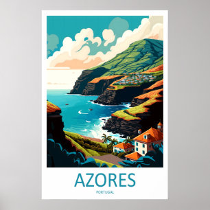Azoren Portugal Reiseplakat Vintage Ski National Poster