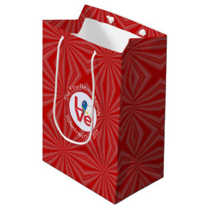 Azoren Rot LOVE Flag Personalisiert  Mittlere Geschenktüte