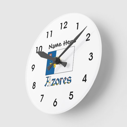 Azoren und Azoren-Flagge mit Ihrem Namen Großuhr Runde Wanduhr (Winkel)