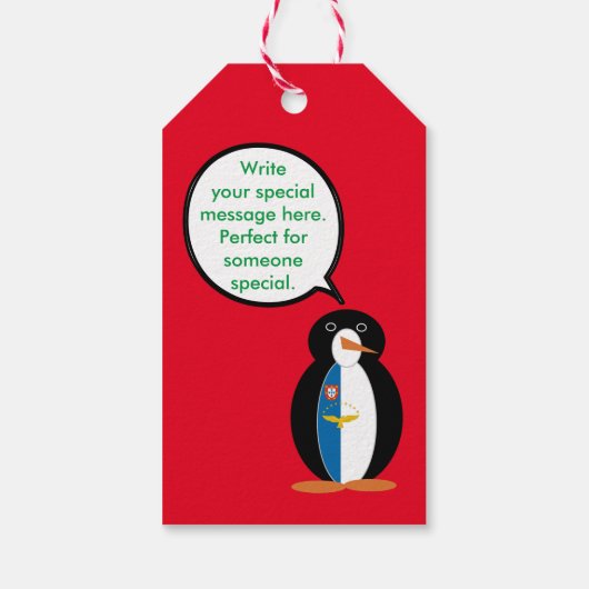 Azoren Vortrag von Penguin Personalisiert Geschenkanhänger (Rückseite)