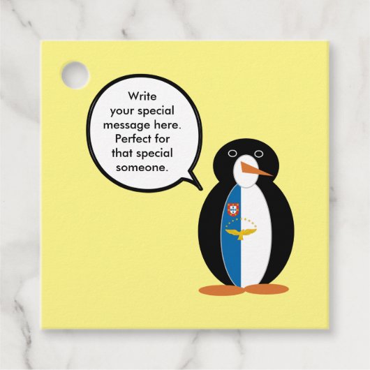 Azoren Vortrag von Penguin Personalisiert Geschenkanhänger (Vorderseite)