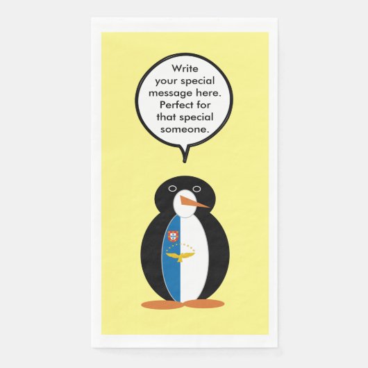 Azoren Vortrag von Penguin Personalisiert Serviette (Vorderseite)