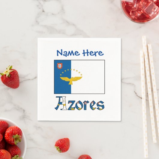 Azores Azorean Flag Blue Personalized Name Serviette (Beispiel)
