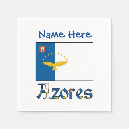 Azores Azorean Flag Blue Personalized Name Serviette (Vorderseite)