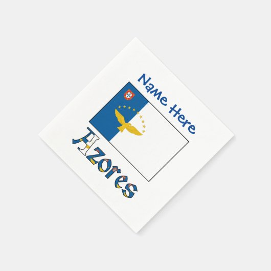 Azores Azorean Flag Blue Personalized Name Serviette (Ecke)