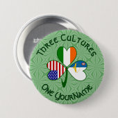 Azores Irland USA Flaggen Kleeblatt Ihr Name Button (Vorne & Hinten)