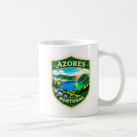 Azores Portugal Travel Badge Mug – Scenic Lagoa da Kaffeetasse (Rechts)