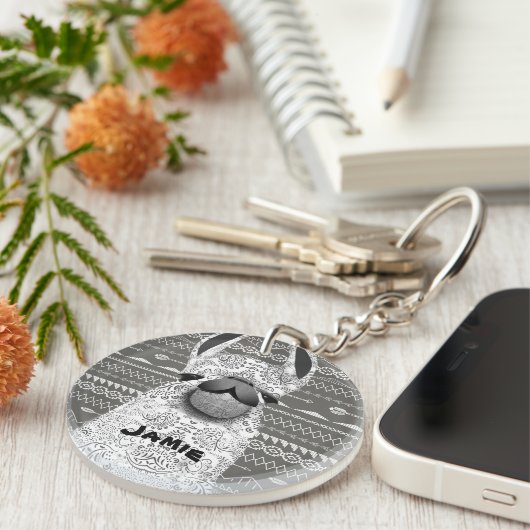 Aztec Abstrakt Geometric Mama Llama Schlüsselanhänger (Vorderseite rechts)